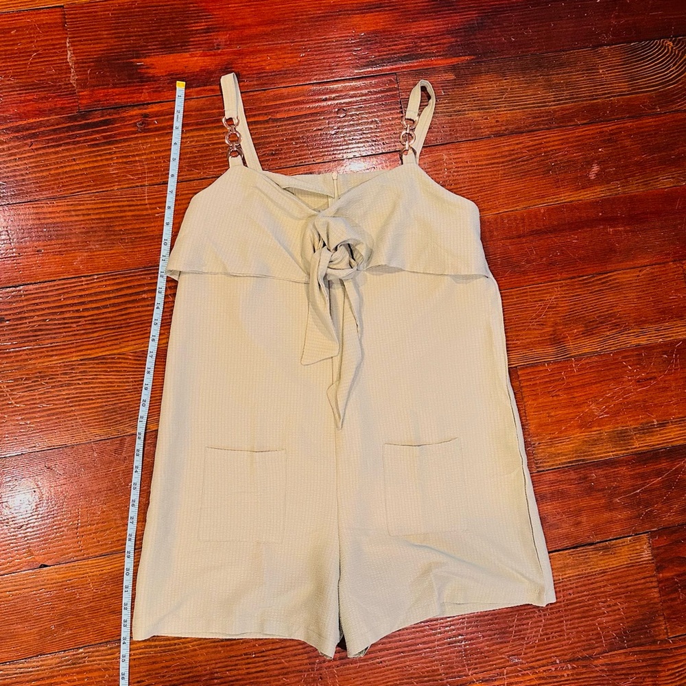 Sage Green Sleeveless Romper with Tie Up Front
